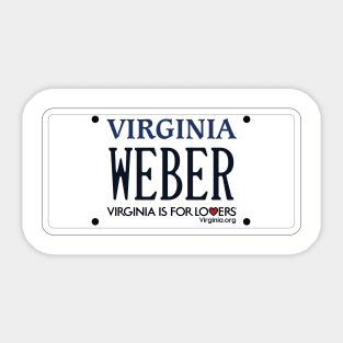 Virginia Custom Weber vanity plate Sticker
